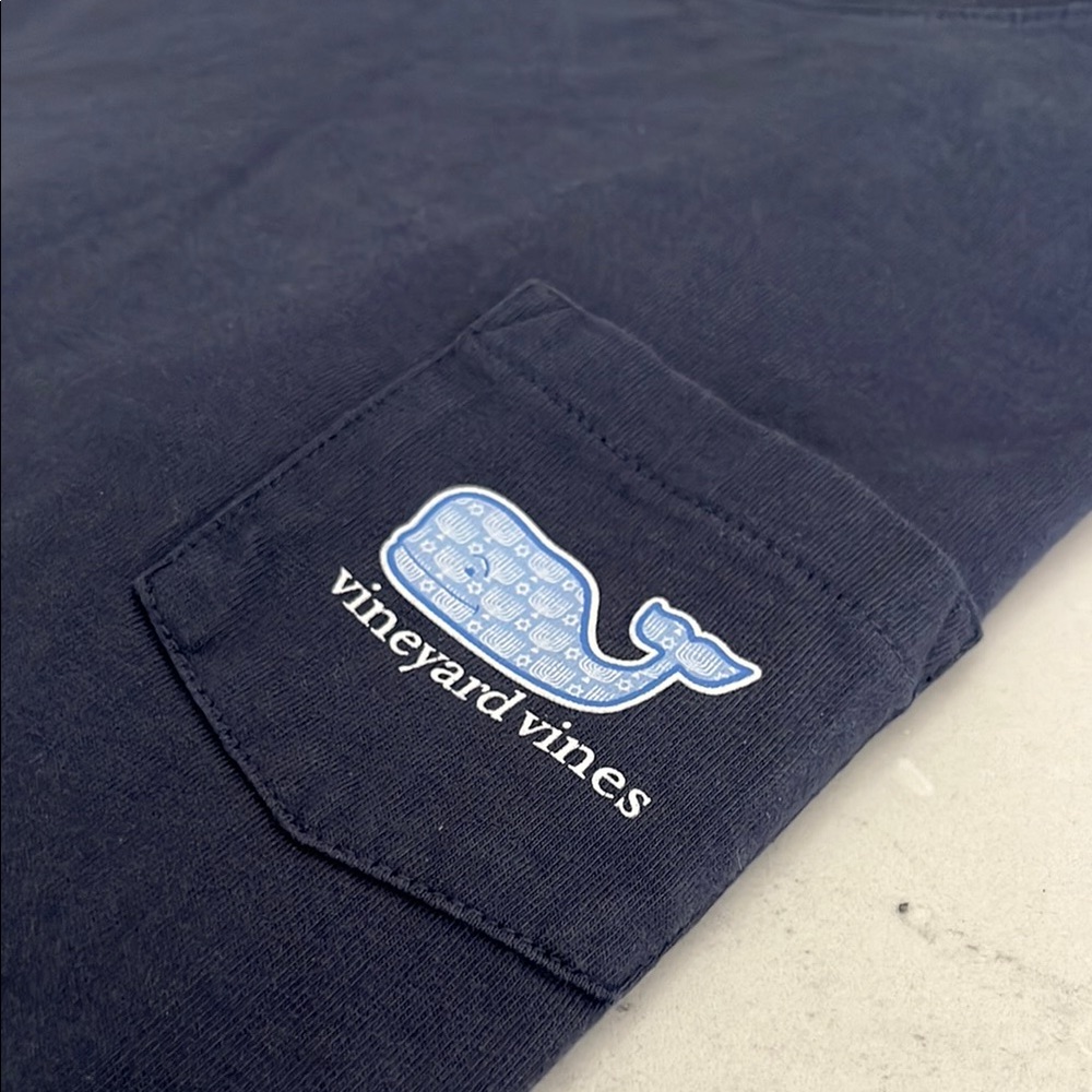 Vineyard Vines Dark Blue Hanukkah Long Sleeve Pocket Tee